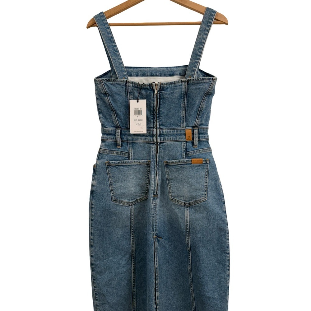 7 For All Mankind Denim Blue Midi Dress - Picture 1 of 12